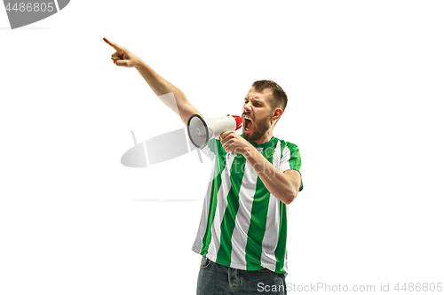 Image of Irish fan celebrating on white background