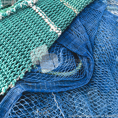 Image of Turquoise and blue fishing nets