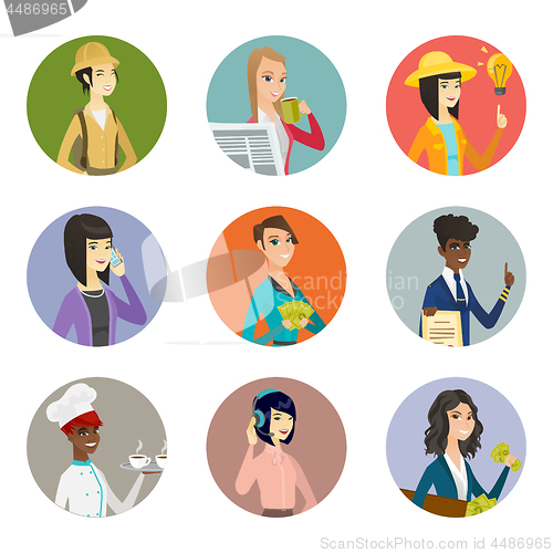 Image of Vector set of characters of different professions.