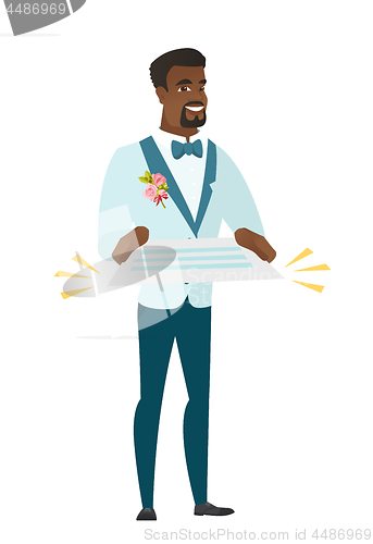 Image of Groom holding a contract vector illustration