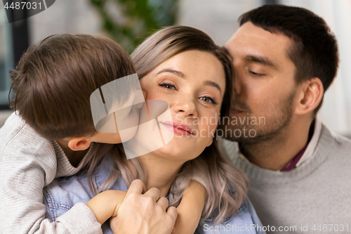 Image of happy family portrait at home