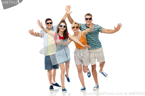 Image of friends in sunglasses having fun