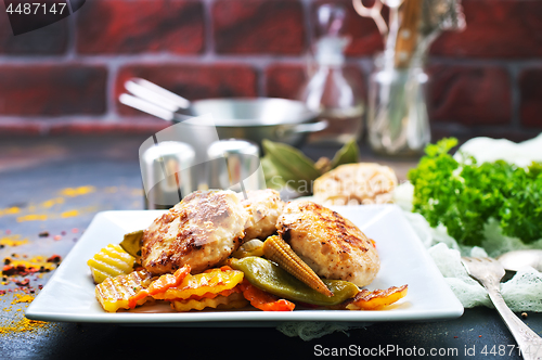 Image of vegetables with cutlets