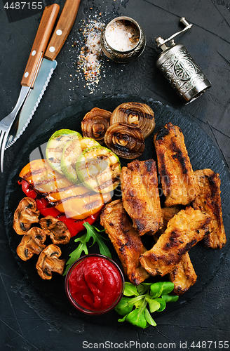 Image of grilled vegetables and ribs