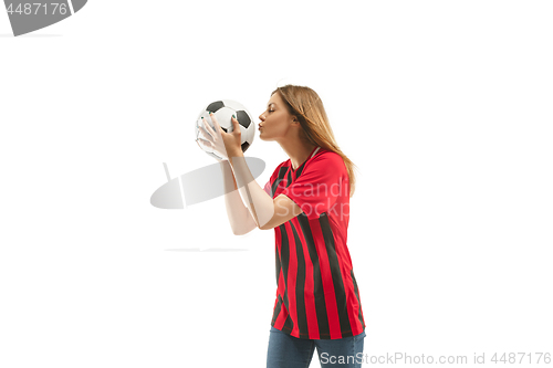 Image of Belgian fan celebrating on white background