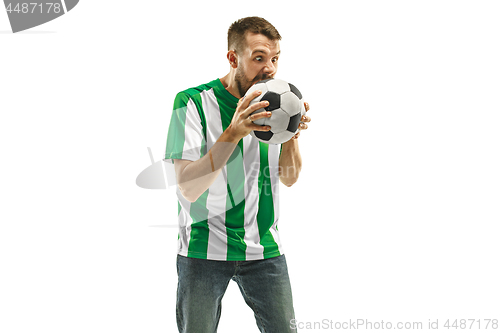 Image of Irish fan celebrating on white background