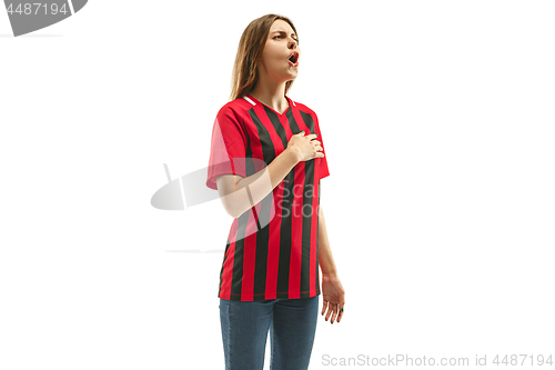 Image of Belgian fan celebrating on white background