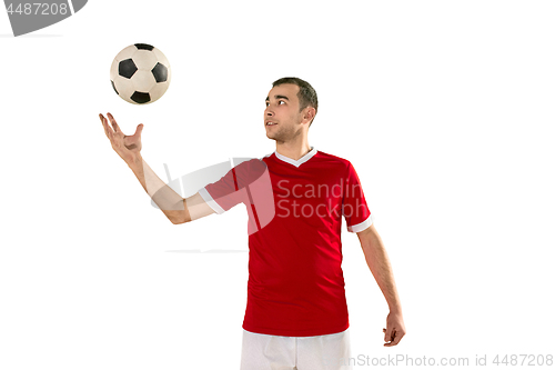 Image of Professional football soccer player isolated white background