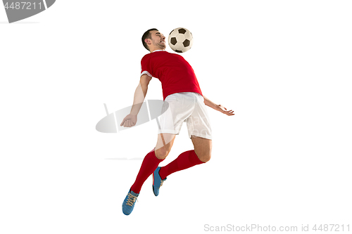 Image of Professional football soccer player isolated white background