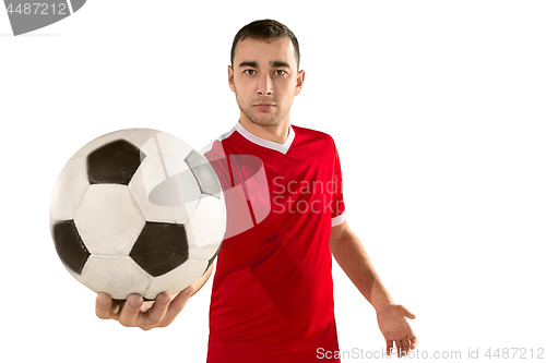 Image of Professional football soccer player isolated white background