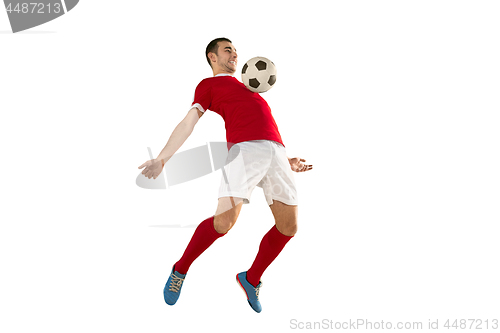 Image of Professional football soccer player isolated white background