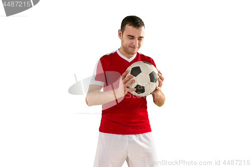 Image of Professional football soccer player isolated white background