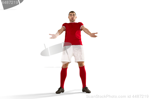 Image of Professional football soccer player isolated white background