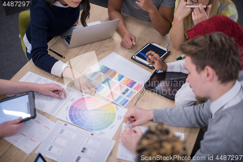 Image of Multiethnic startup business team having meeting