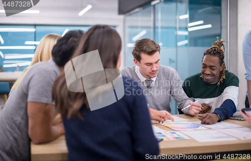 Image of Multiethnic startup business team having meeting