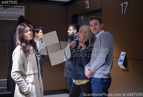 Image of multiethnic startup business team having a coffee break