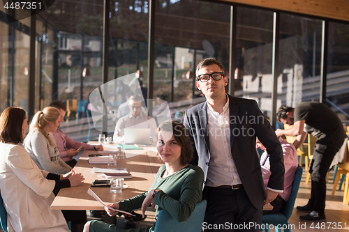 Image of Business Team At A Meeting at modern office building