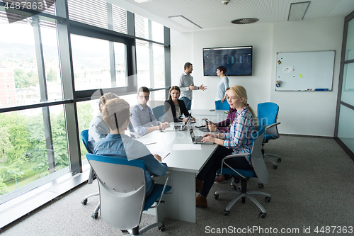 Image of Business Team At A Meeting at modern office building