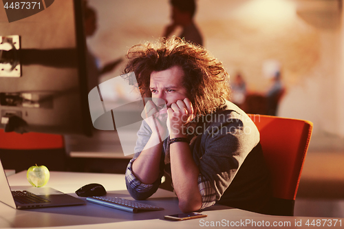 Image of businessman relaxing at the desk