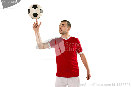 Image of Professional football soccer player isolated white background