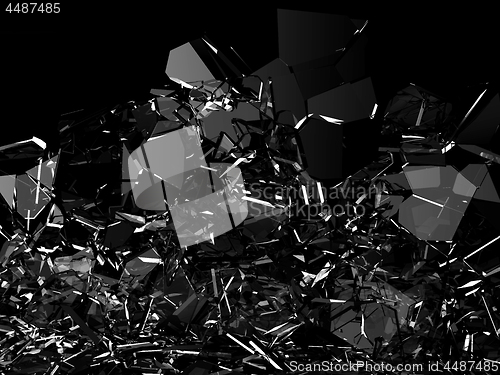 Image of Pieces of glass broken or cracked on black