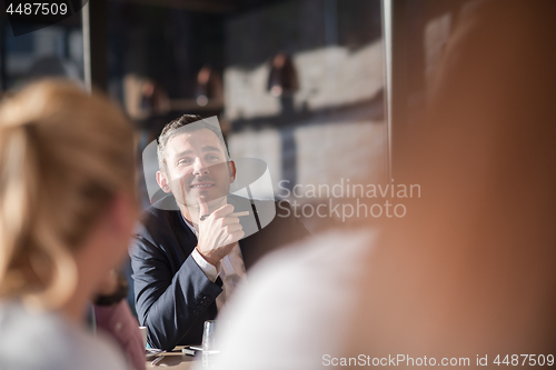 Image of Business Team At A Meeting at modern office building