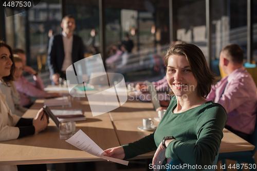 Image of Business Team At A Meeting at modern office building