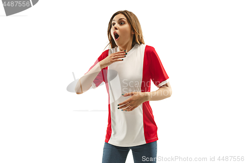 Image of The unhappy and sad French fan on white background