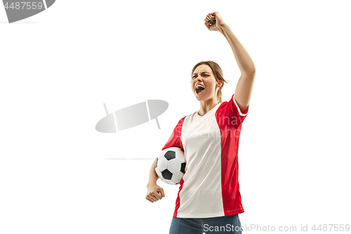 Image of French fan celebrating on white background