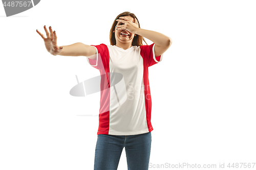 Image of The unhappy and sad French fan on white background