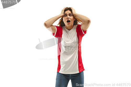Image of The unhappy and sad French fan on white background