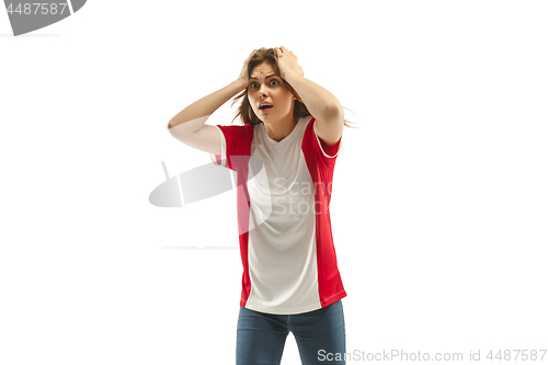 Image of The unhappy and sad French fan on white background