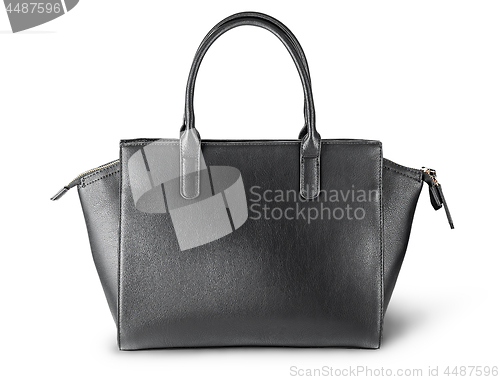 Image of Ladies black leather bag back view