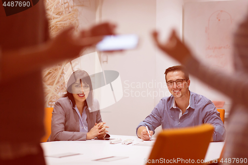 Image of Business Team At A Meeting at modern office building