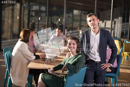 Image of Business Team At A Meeting at modern office building
