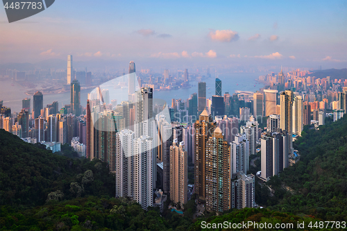 Image of Hong Kong skyscrapers skyline cityscape view