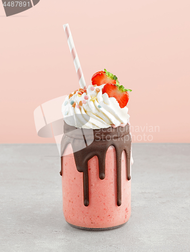 Image of strawberry and banana milkshake