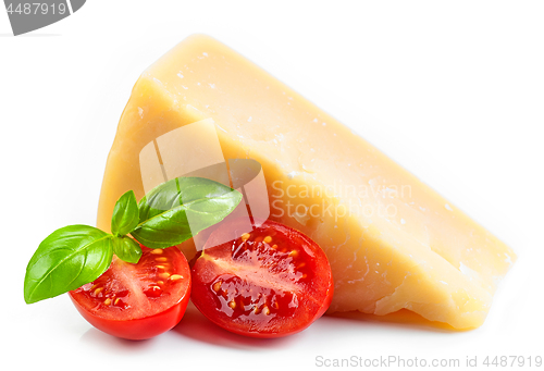 Image of cheese, basil and tomato