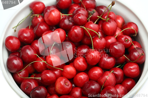 Image of freshly picked heap of cherries