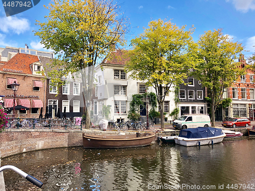 Image of Autumn view of Old Amsterdam canal