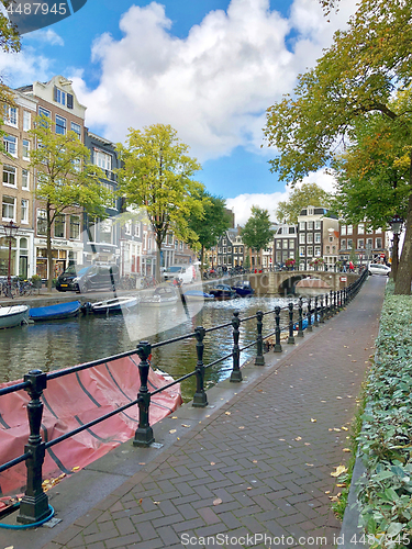 Image of Autumn view of Old Amsterdam canal