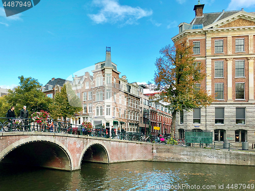 Image of Autumn view of Old Amsterdam canal