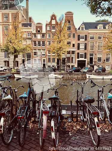 Image of Autumn view of Old Amsterdam canal