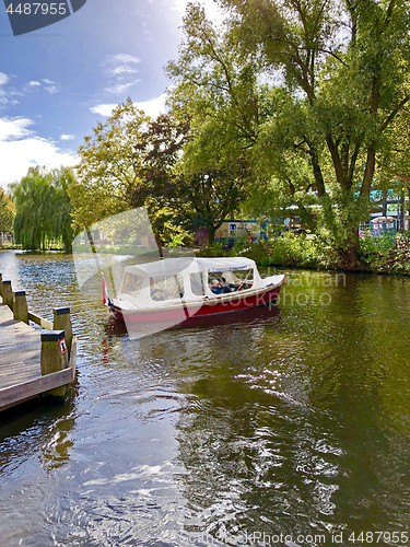 Image of Autumn view of Old Amsterdam canal