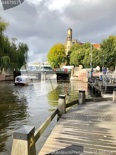 Image of Autumn view of Old Amsterdam canal