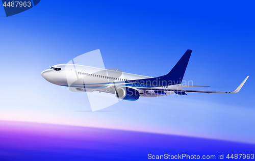 Image of passenger aircraft in beautiful sky