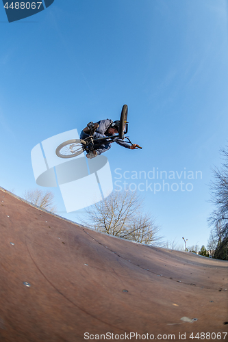 Image of BMX jump in a wooden ramp