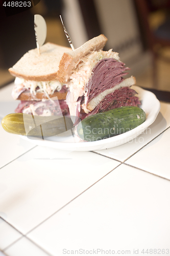 Image of Kosher deli combination sandwich pastrami corned beef tongue col