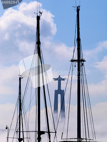 Image of Yacht Masts & Christ Statue.