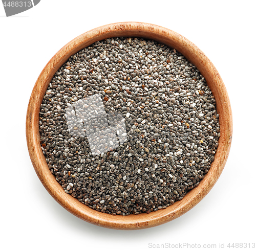 Image of chia seeds in wooden bowl